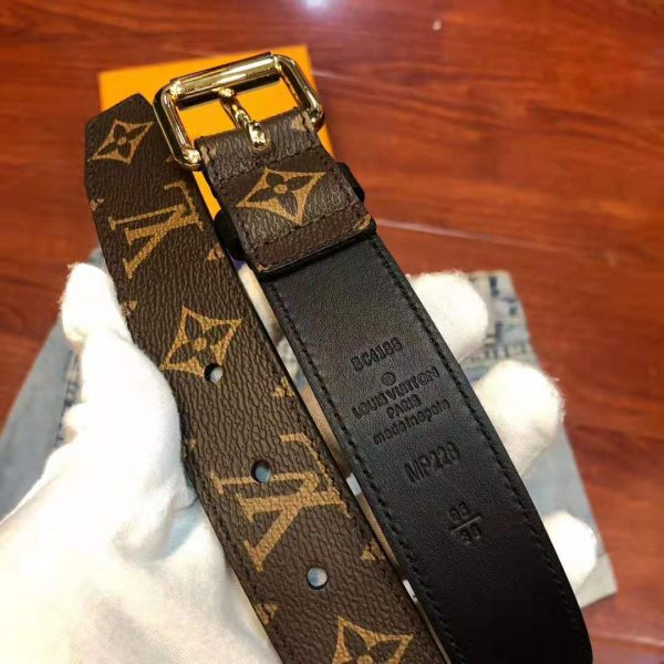 Louis Vuitton LV Unisex Signature Chain 35mm Belt in Monogram Macassar Canvas-Brown (6)