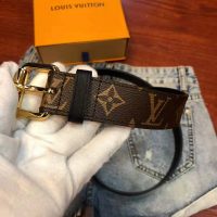 Louis Vuitton LV Unisex Signature Chain 35mm Belt in Monogram Macassar Canvas-Brown (2)