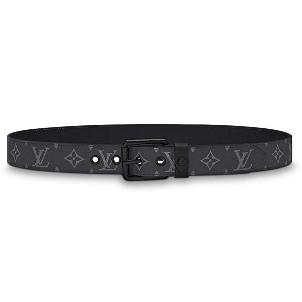 Louis Vuitton LV Unisex Voyager 35mm Belt in Monogram Eclipse Canvas-Grey (1)