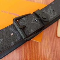 Louis Vuitton LV Unisex Voyager 35mm Belt in Monogram Eclipse Canvas-Grey (1)