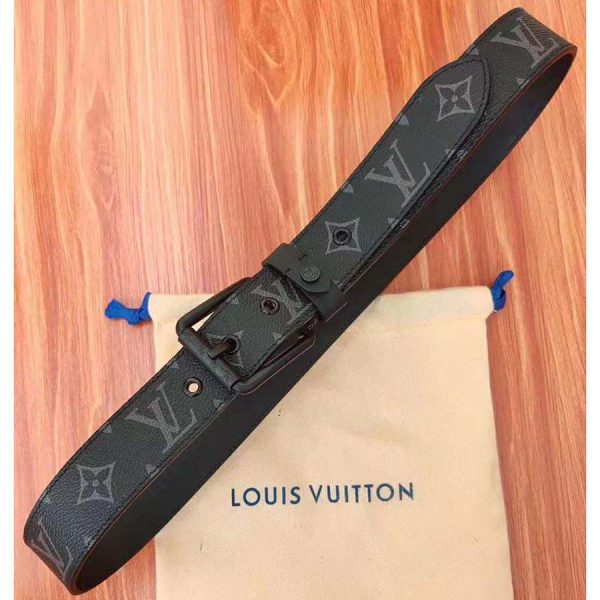 Louis Vuitton LV Unisex Voyager 35mm Belt in Monogram Eclipse Canvas-Grey (6)