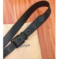 Louis Vuitton LV Unisex Voyager 35mm Belt in Monogram Eclipse Canvas-Grey (1)