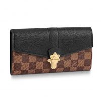 Louis Vuitton LV Women Clapton Wallet in Damier Ebène Coated Canvas-Pink (1)