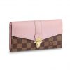 Louis Vuitton LV Women Clapton Wallet in Damier Ebène Coated Canvas-Pink