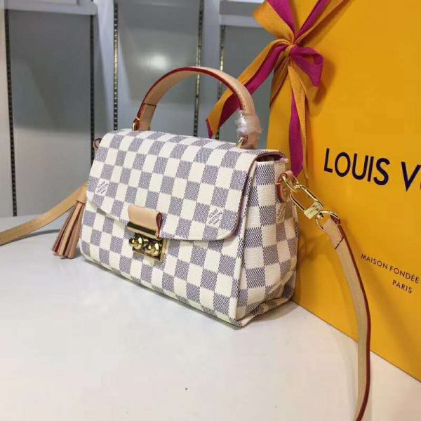 Louis Vuitton LV Women Croisette Handbag in Damier Azur Coasted Canvas-Sandy (1)