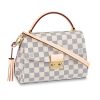 Louis Vuitton LV Women Croisette Handbag in Damier Azur Coasted Canvas-Sandy