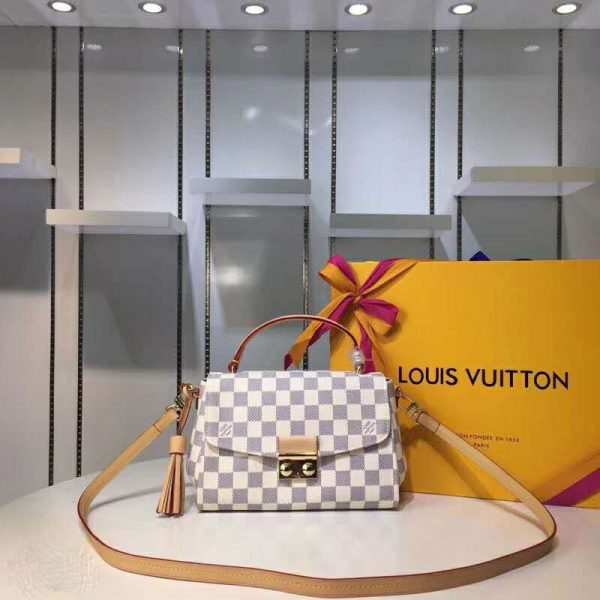 Louis Vuitton LV Women Croisette Handbag in Damier Azur Coasted Canvas-Sandy (8)