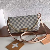 Louis Vuitton LV Women Favorite MM Clutch in Damier Azur Coated Canvas-Beige (1)