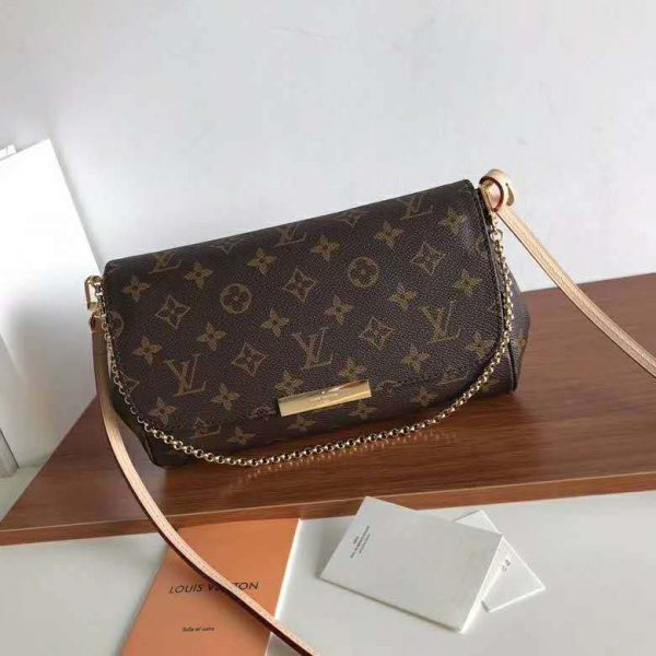 Louis Vuitton LV Women Favorite MM Clutch in Monogram Coated Canvas-Brown (2)