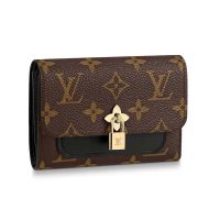 Louis Vuitton LV Women Flower Compact Wallet in Monogram Coated Canvas-Red (1)