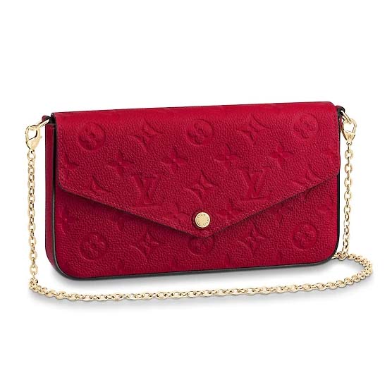 Louis Vuitton LV Women Félicie Pochette Bag in Monogram Empreinte Leather-Red