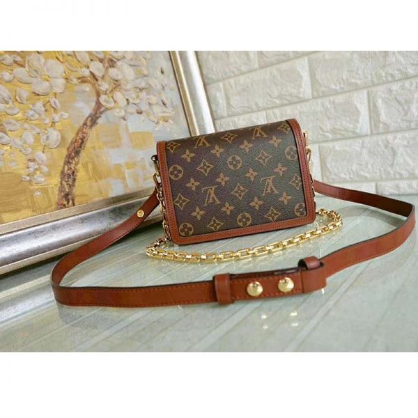 Louis Vuitton LV Women Mini Dauphine Handbag in Monogram Canvas-Brown (5)