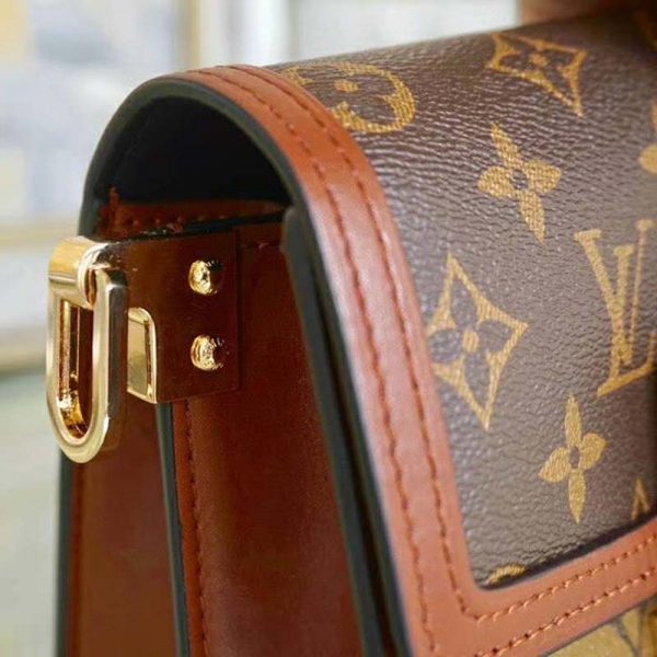 Louis Vuitton LV Women Mini Dauphine Handbag in Monogram Canvas-Brown (7)