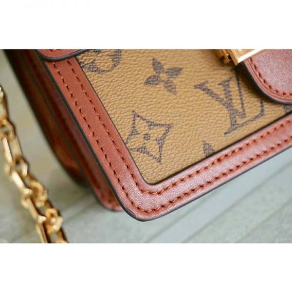 Louis Vuitton LV Women Mini Dauphine Handbag in Monogram Canvas-Brown (9)