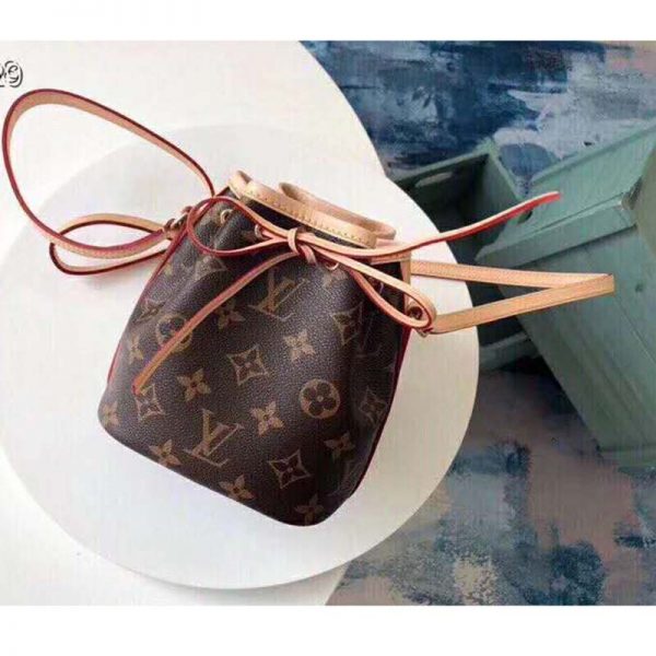 Louis Vuitton LV Women Nano Noé Bucket Bag in Monogram Coated Canvas-Brown (7)