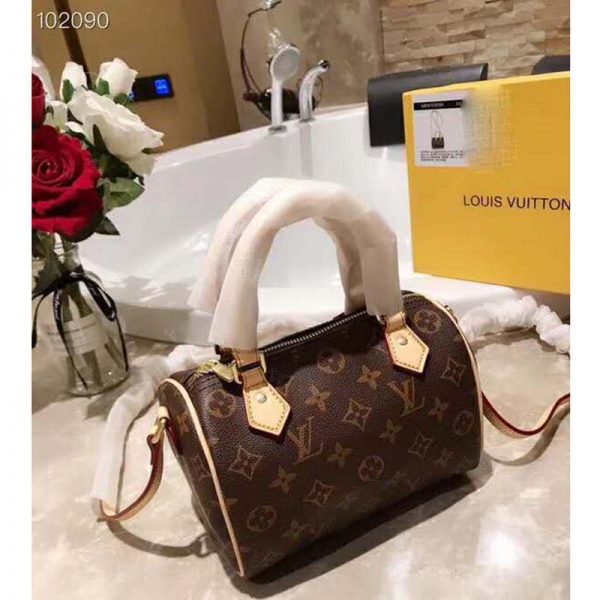 Louis Vuitton LV Women Nano Speedy Bag in Monogram Coated Canvas-Brown (8)