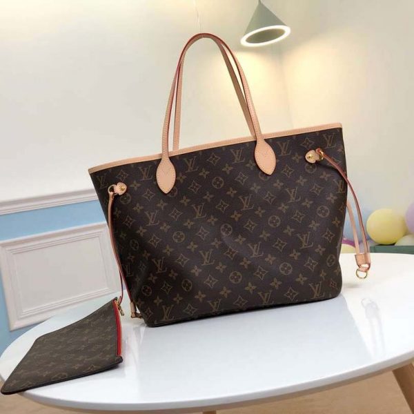 Louis Vuitton LV Women Neverfull MM Bag in Monogram Canvas-Brown (8)