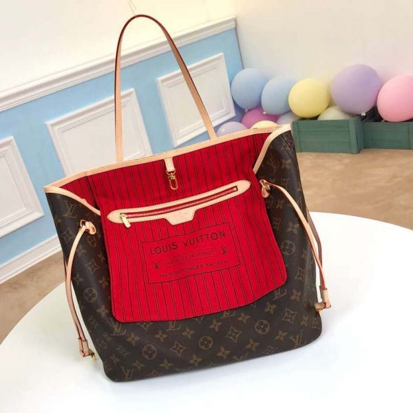 Louis Vuitton LV Women Neverfull MM Bag in Monogram Canvas-Brown (9)