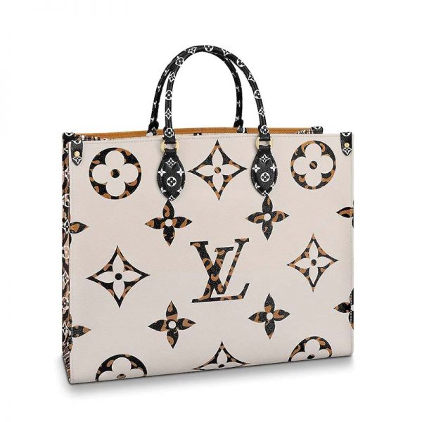 Louis Vuitton LV Women Onthego Tote Bag in Monogram Coated Canvas-Beige (1)
