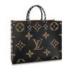 Louis Vuitton LV Women Onthego Tote Bag in Monogram Coated Canvas-Black