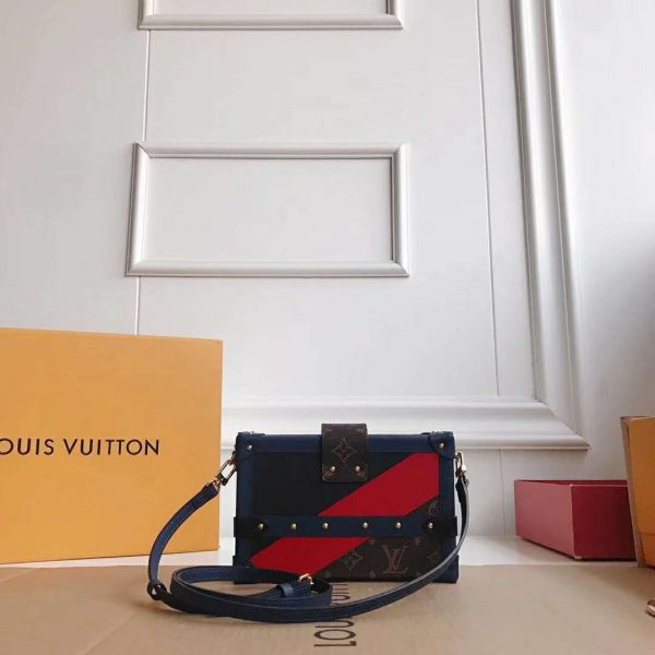Louis Vuitton LV Women Petite Malle Handbag in Calf Leather and Monogram Coated Canvas (10)