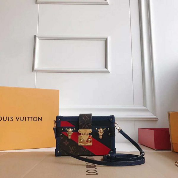 Louis Vuitton LV Women Petite Malle Handbag in Calf Leather and Monogram Coated Canvas (3)
