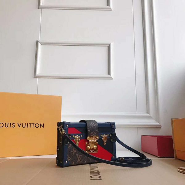 Louis Vuitton LV Women Petite Malle Handbag in Calf Leather and Monogram Coated Canvas (4)