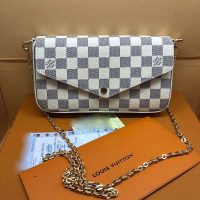 Louis Vuitton LV Women Pochette Félicie in Damier Azur Canvas-Beige