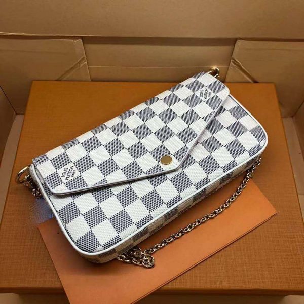 Louis Vuitton LV Women Pochette Félicie in Damier Azur Canvas-Beige (4)