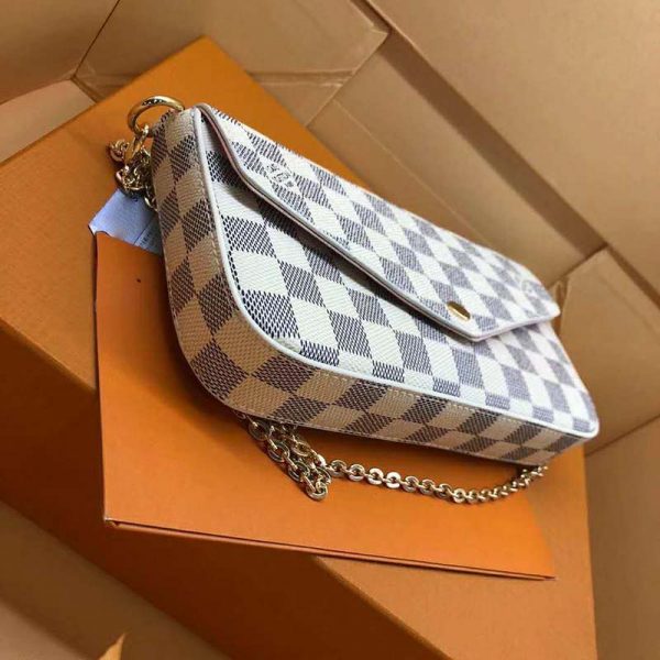 Louis Vuitton LV Women Pochette Félicie in Damier Azur Canvas-Beige (5)