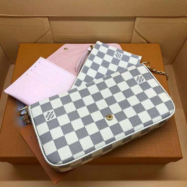 Louis Vuitton LV Women Pochette Félicie in Damier Azur Canvas-Beige (6)