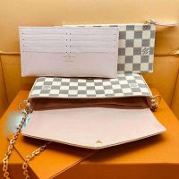 Louis Vuitton LV Women Pochette Félicie in Damier Azur Canvas-Beige