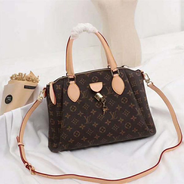 Louis Vuitton LV Women Rivoli MM Handbag in Monogram Coated Canvas-Brown (1)