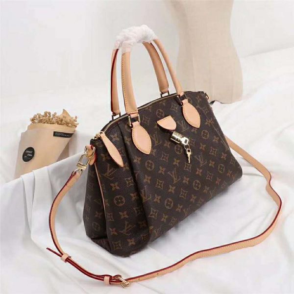 Louis Vuitton LV Women Rivoli MM Handbag in Monogram Coated Canvas-Brown (8)