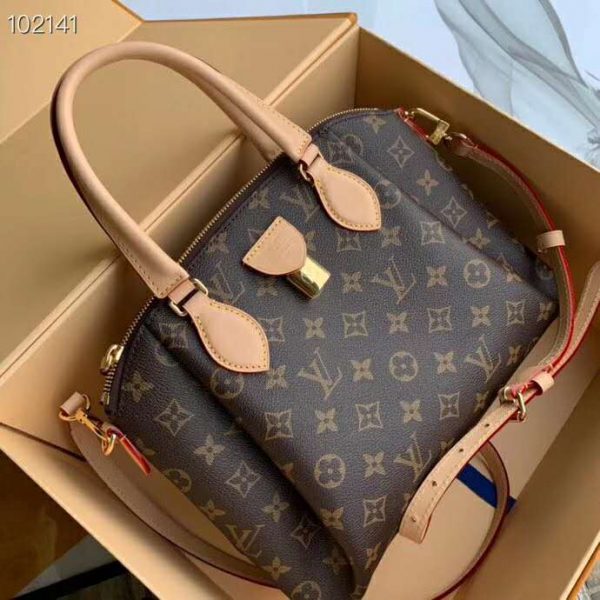 Louis Vuitton LV Women Rivoli PM Handbag in Monogram Coated Canvas-Brown (8)