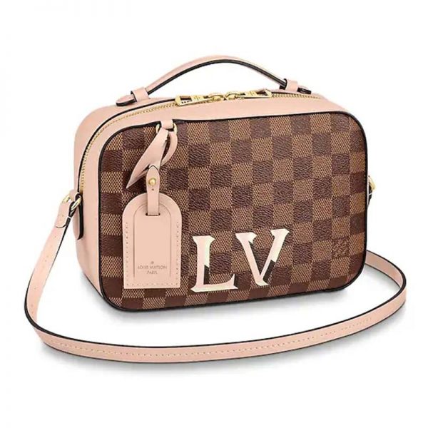 Louis Vuitton LV Women Santa Monica Bag in Damier Ebene Coated Canvas-Pink ( (10)