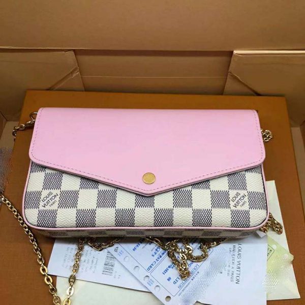 Louis Vuitton LV Women Sarah Wallet in Damier Azur Canvas-Pink (4)