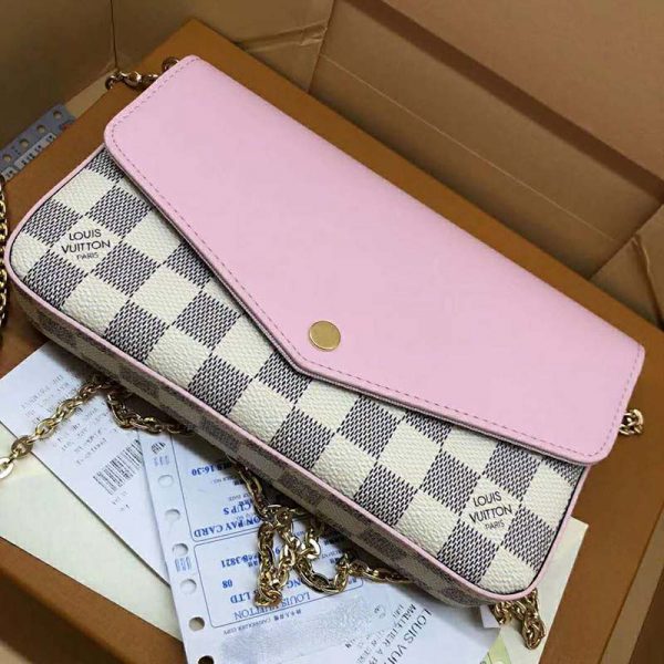 Louis Vuitton LV Women Sarah Wallet in Damier Azur Canvas-Pink (5)