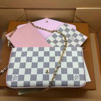 Louis Vuitton LV Women Sarah Wallet in Damier Azur Canvas-Pink