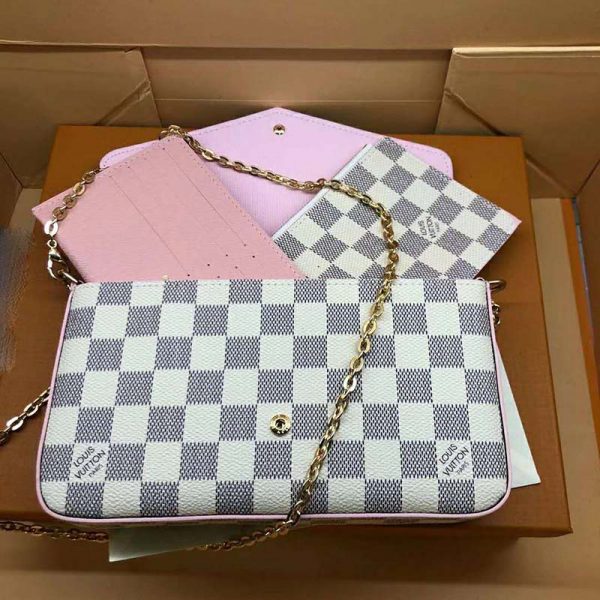 Louis Vuitton LV Women Sarah Wallet in Damier Azur Canvas-Pink (9)