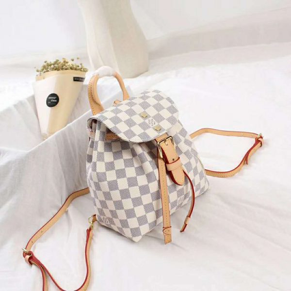 Louis Vuitton LV Women Sperone BB Backpack in Damier Azur Canvas-Beige (6)