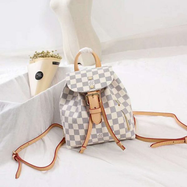 Louis Vuitton LV Women Sperone BB Backpack in Damier Azur Canvas-Beige (7)