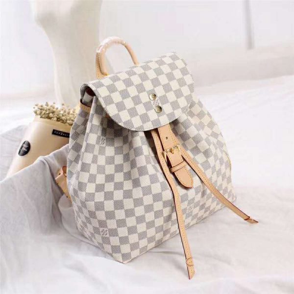 Louis Vuitton LV Women Sperone Backpack in Damier Azur Canvas-Beige (9)