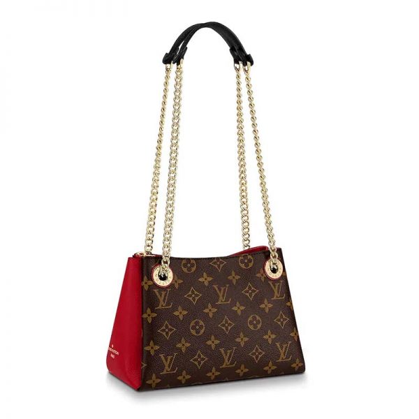 Louis Vuitton LV Women Surene BB Handbag in Monogram Canvas and Grained Calf Leather-Red