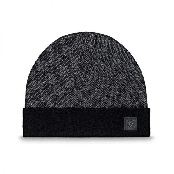 Louis Vuitton Unisex Petit Damier Hat NM in Iconic Damier 100% Wool-Black (1)