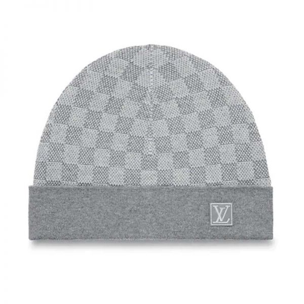 Louis Vuitton Unisex Petit Damier Hat NM in Iconic Damier 100% Wool-Grey (1)