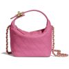 Chanel Women Small Hobo Bag in Lambskin & Gold Metal-Pink