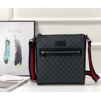 Gucci GG Men GG Black Messenger Bag Supreme Canvas-Grey