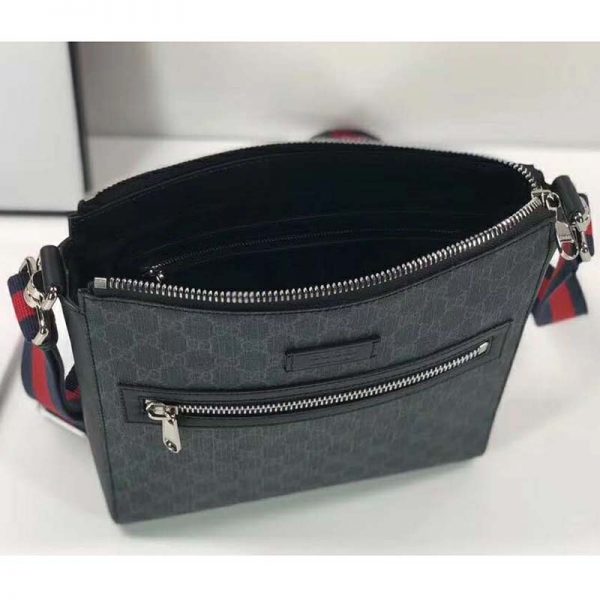 Gucci GG Men GG Black Messenger Bag Supreme Canvas-Grey (9)