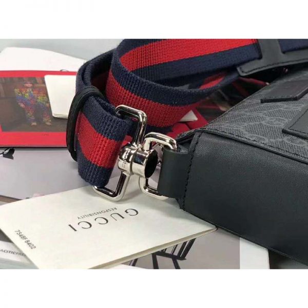 Gucci GG Men GG Black Small Messenger Bag Supreme Canvas (6)